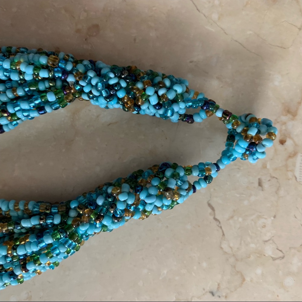 Turquoise Beaded Statement Necklace - image 4